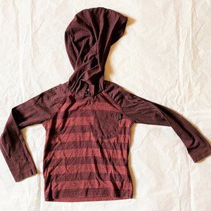 Boy's Sz 4 DKNY Maroon Striped Hooded Shirt